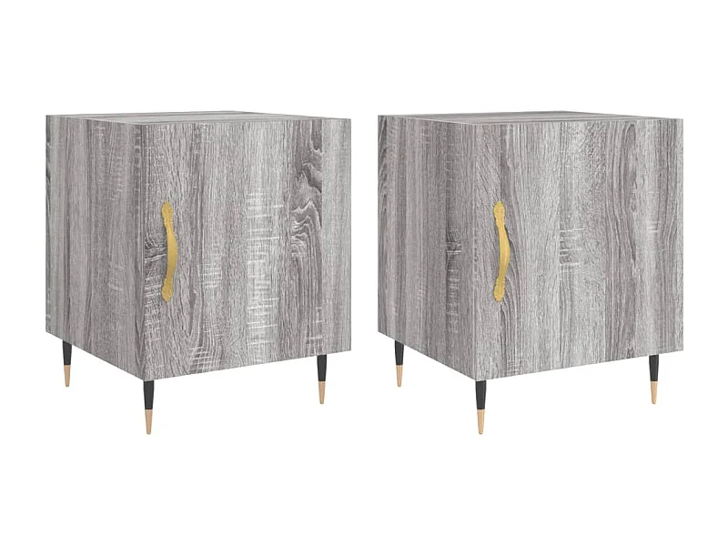 Hayke  Nachtkastjes 2 st 40x40x50 cm bewerkt hout grijs sonoma eiken