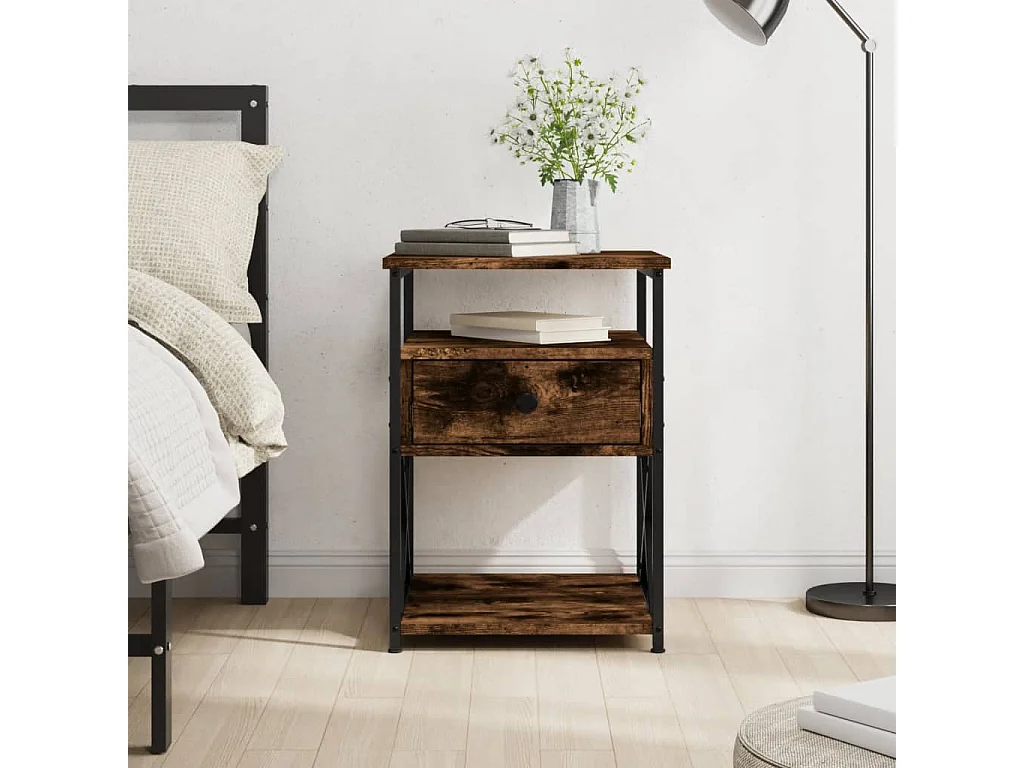 Eufaula  Table de chevet chêne fumé 40x42x55 cm bois d'ingénierie