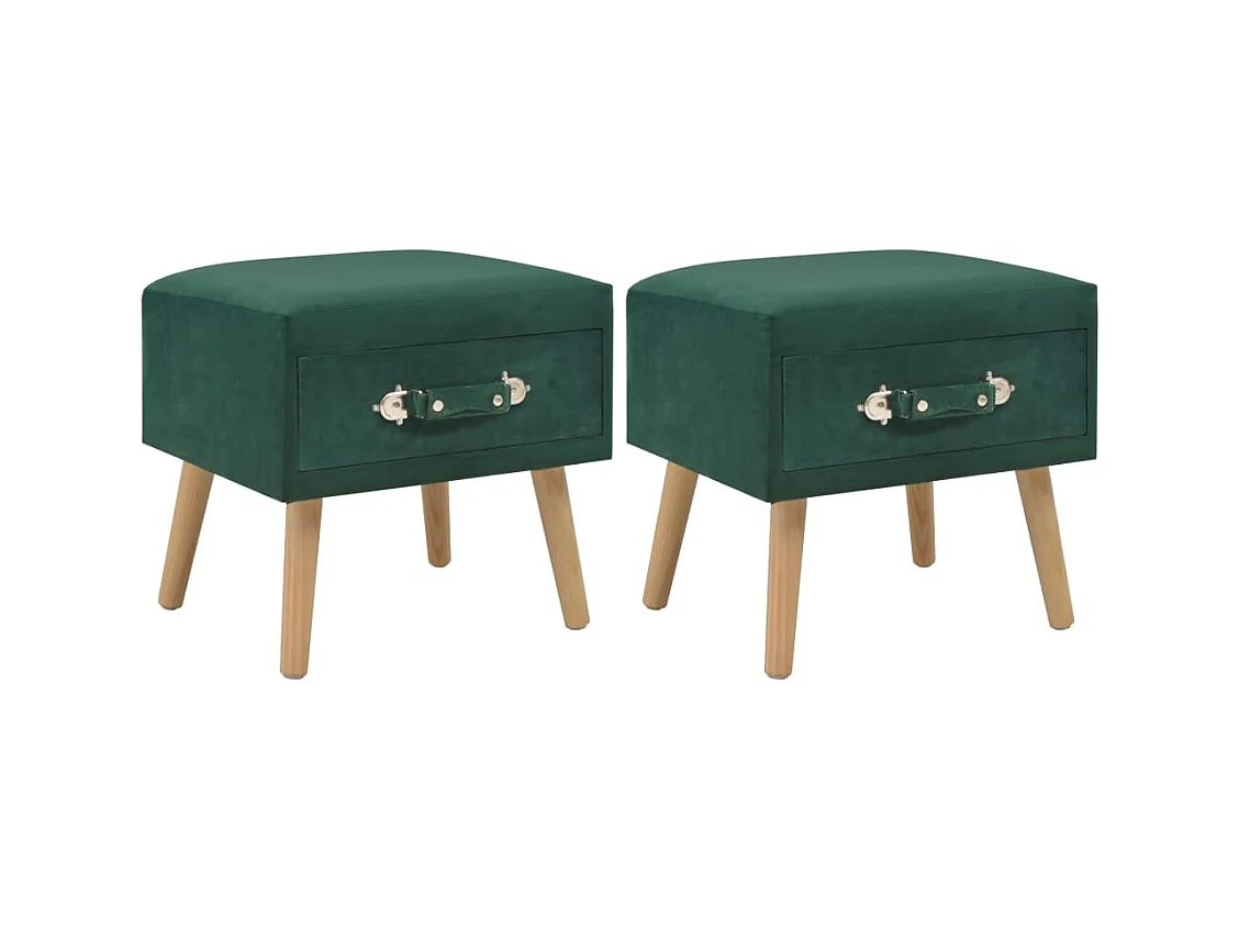 Dorien  Tables de chevet 2 pcs Vert 40x35x40 cm Velours