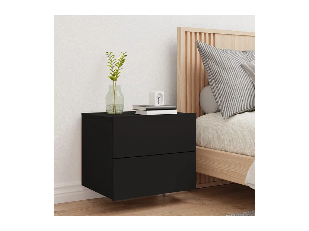 Rhylan  Table de chevet murale avec lumières LED noir