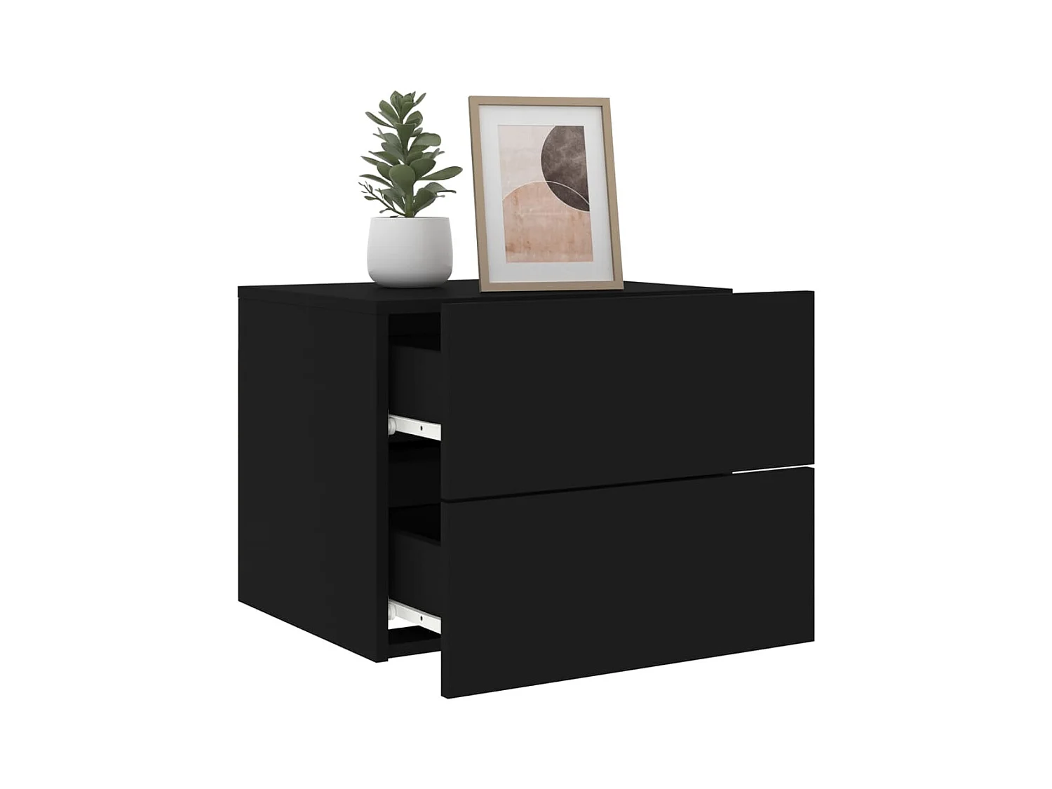 Rhylan  Table de chevet murale avec lumières LED noir