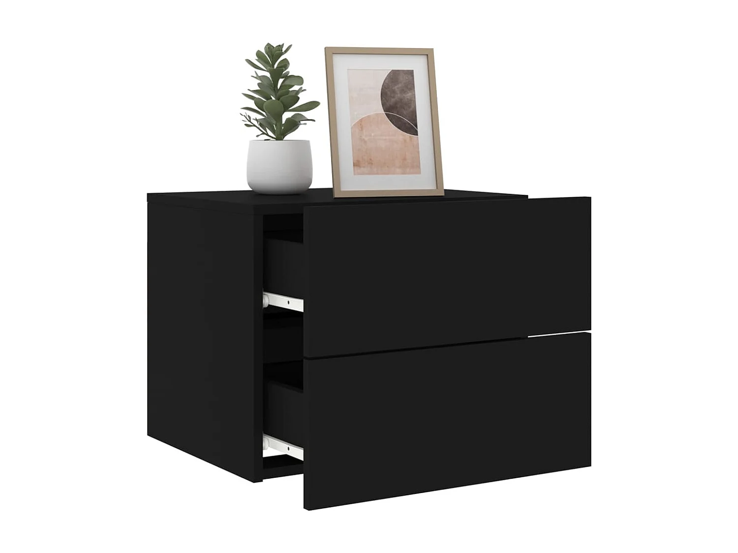 Rhylan  Table de chevet murale avec lumières LED noir