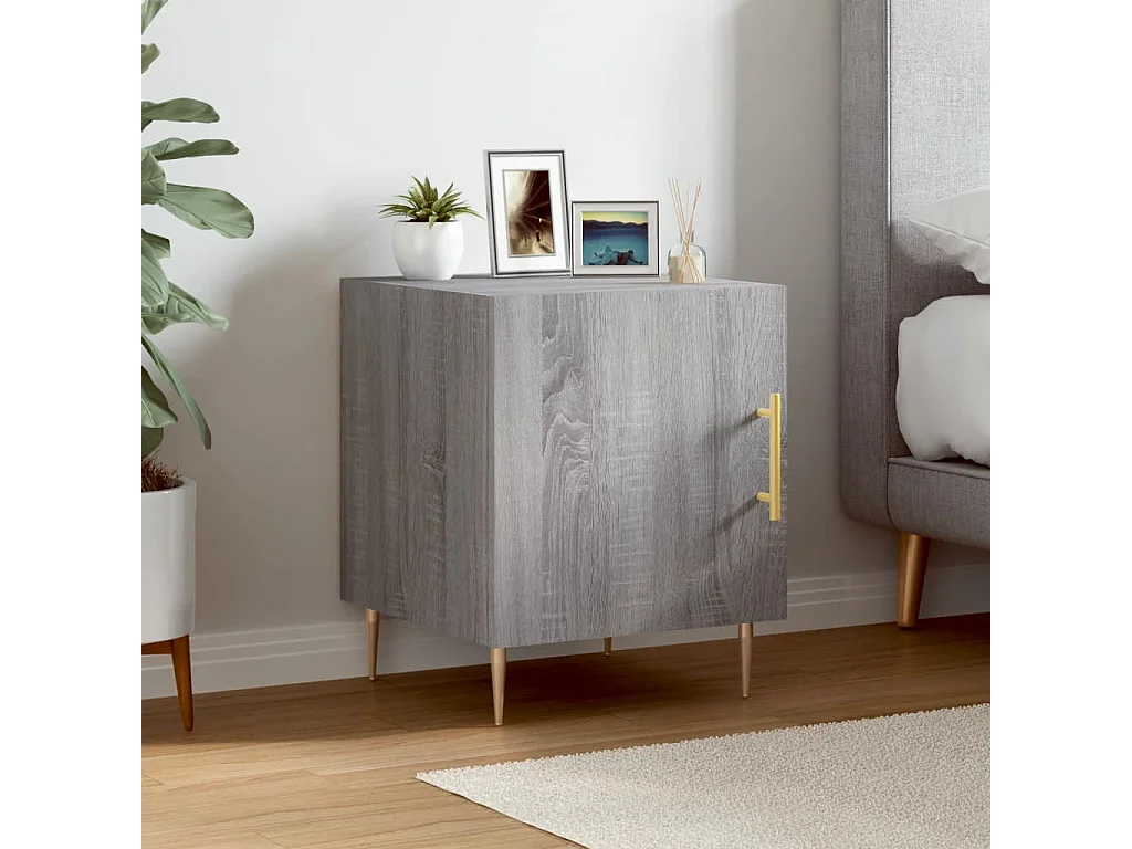 Omar  Table de chevet sonoma gris 40x40x50 cm bois d'ingénierie