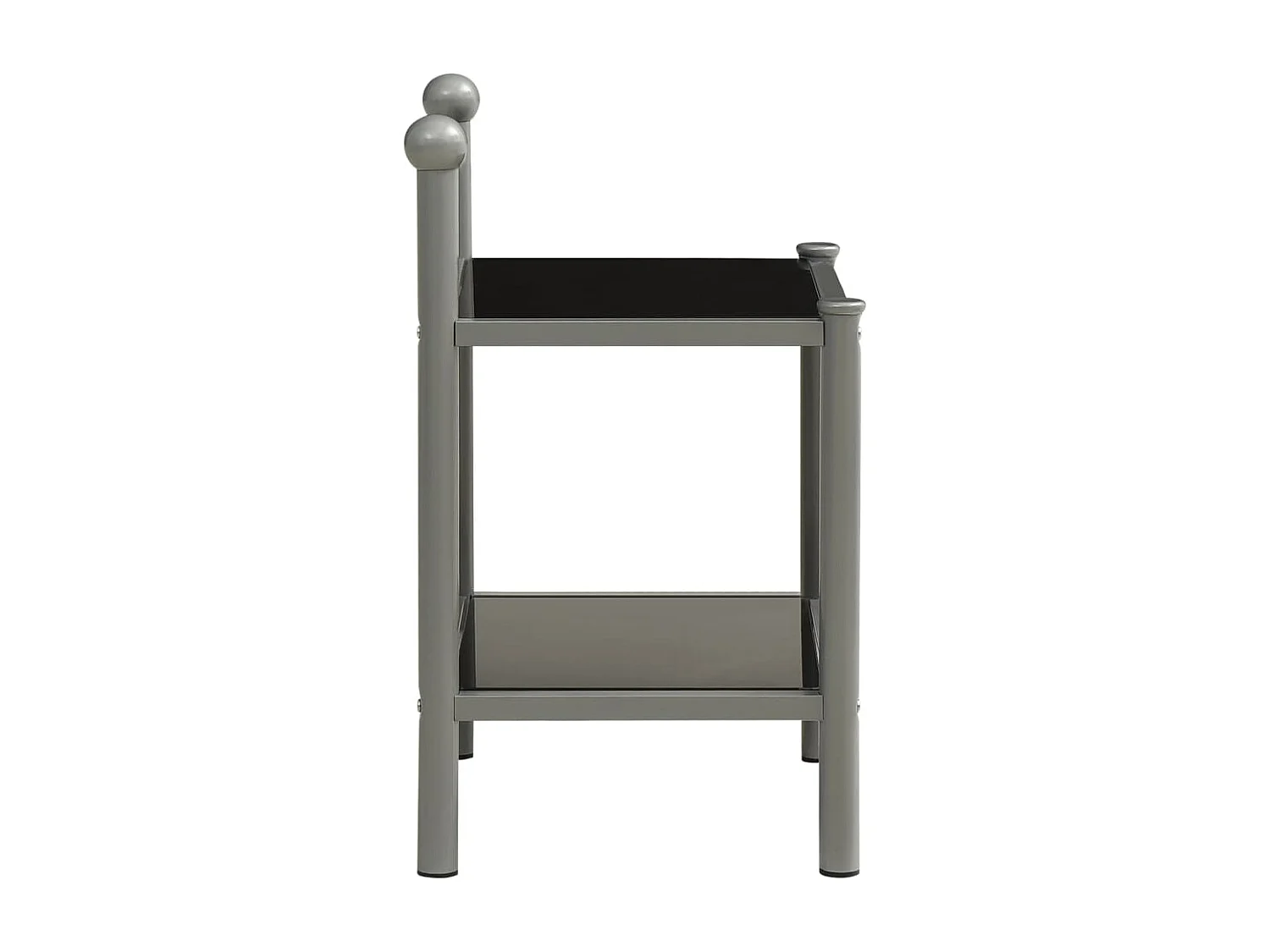 Daniela Luz  Nachttische 2 Stk. Grau und Schwarz Metall und Glas