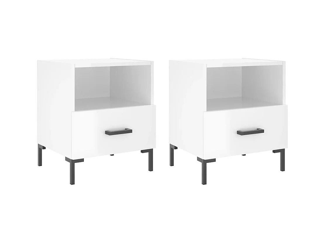 Paul-Henri  Tables de chevet 2 pcs blanc brillant 40x35x47,5 cm