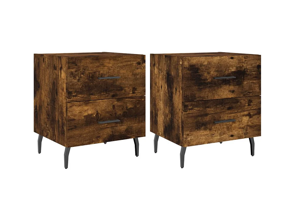Brad John  Tables de chevet 2pcs chêne fumé 40x35x47,5cm bois d’ingénierie