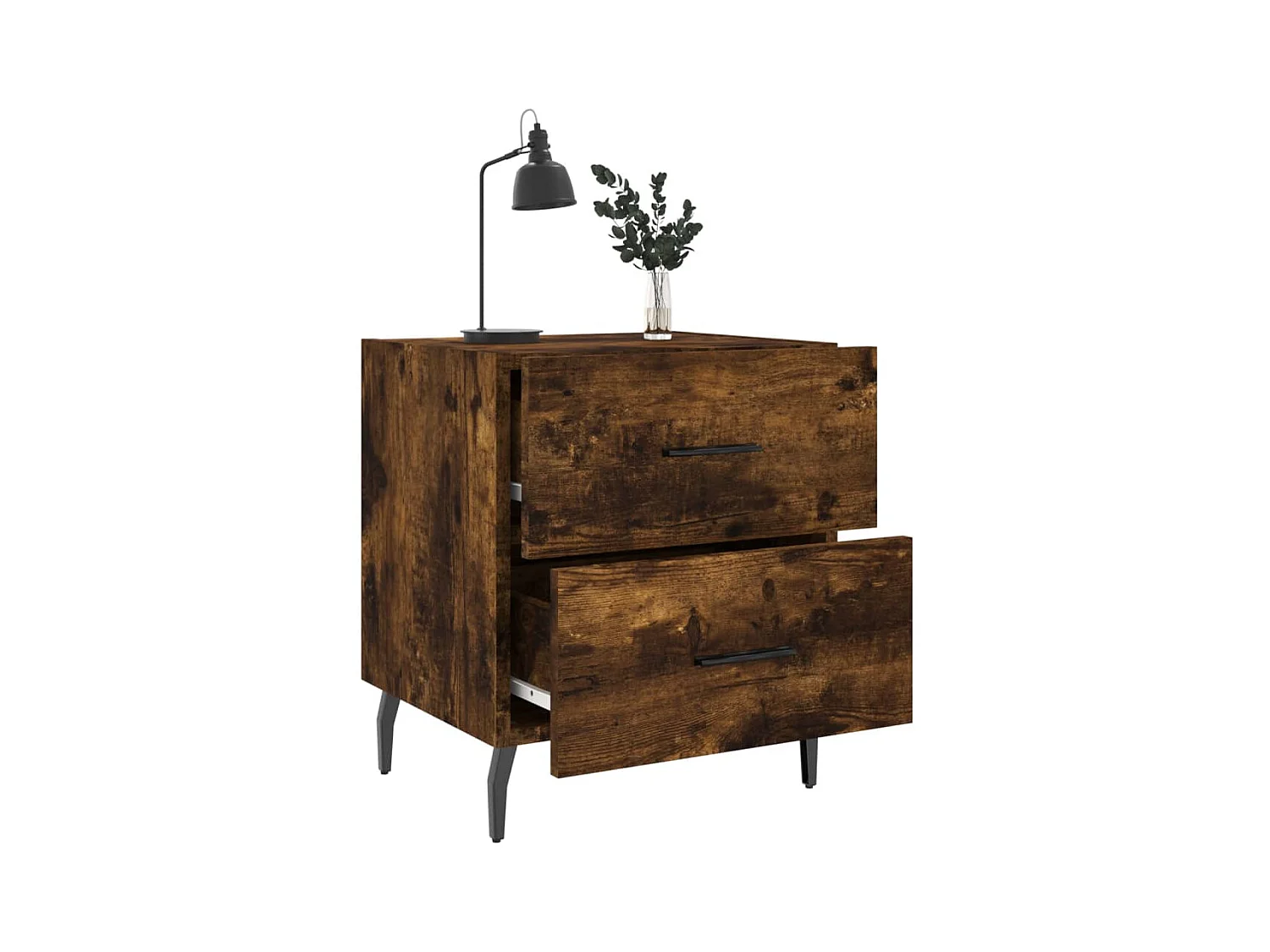 Brad John  Tables de chevet 2pcs chêne fumé 40x35x47,5cm bois d’ingénierie