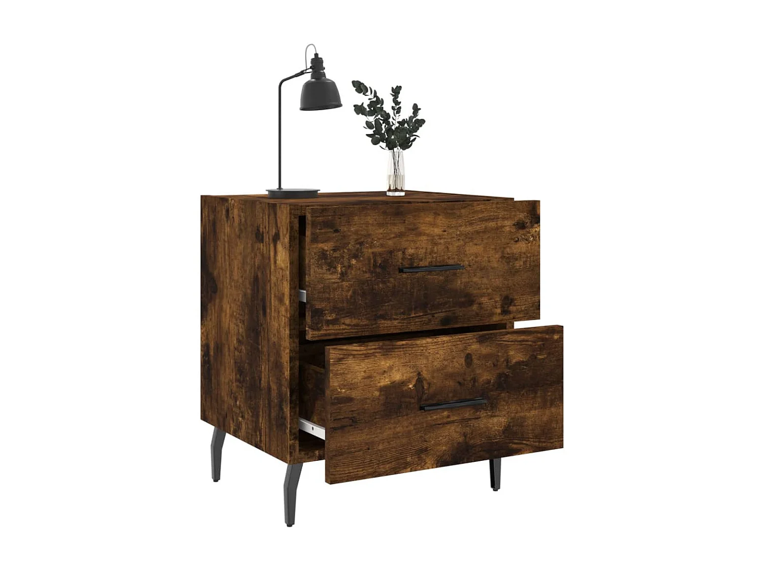 Brad John  Tables de chevet 2pcs chêne fumé 40x35x47,5cm bois d’ingénierie