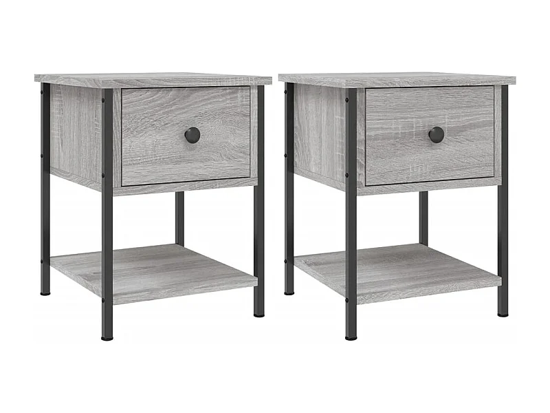 Buffalo  Mesitas noche 2 uds madera ingeniería gris Sonoma 34x35,5x45 cm