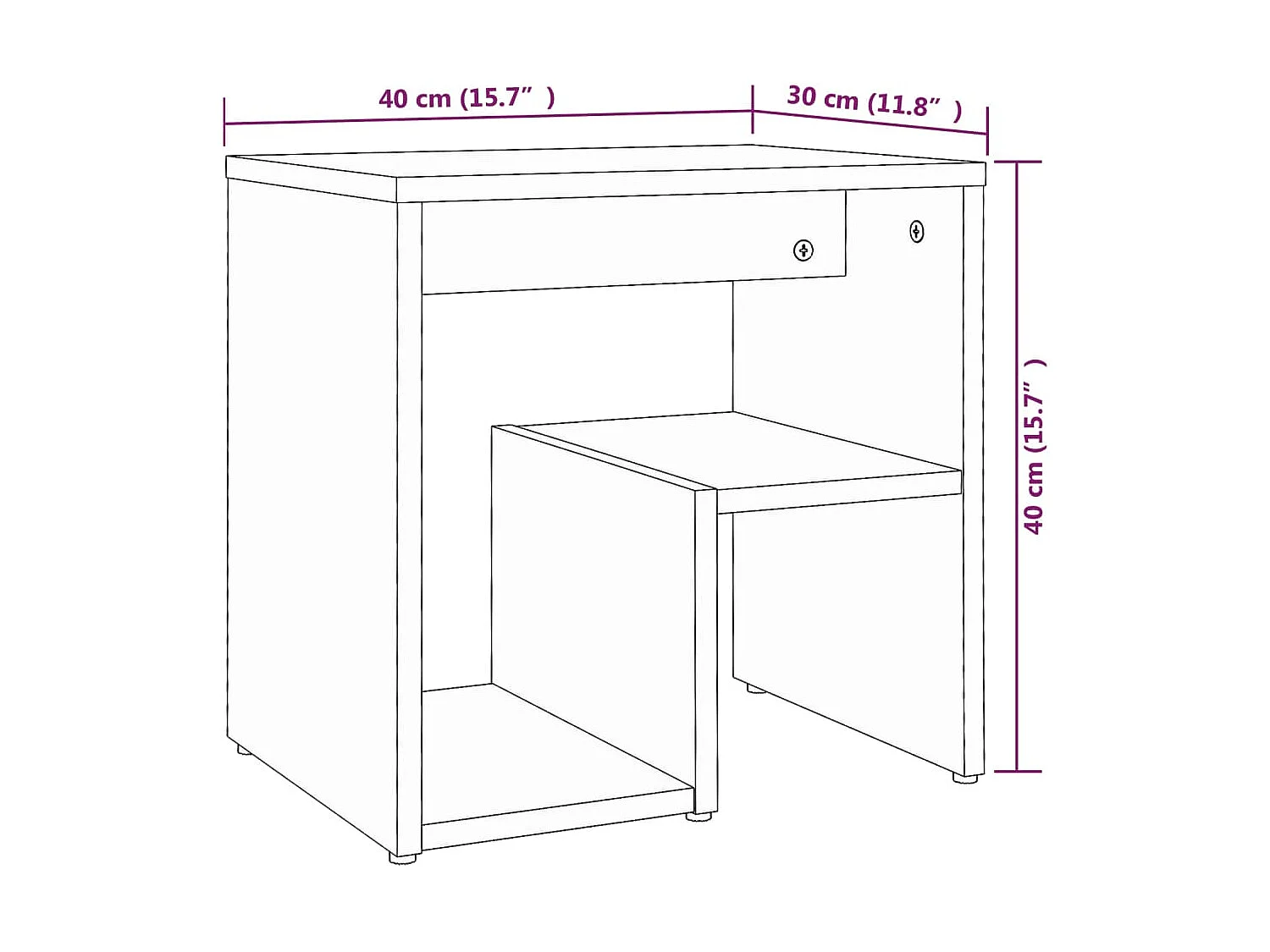 Ouderkerk aan den IJssel  Nachttisch Braun Eichen-Optik 40x30x40 cm Holzwerkstoff