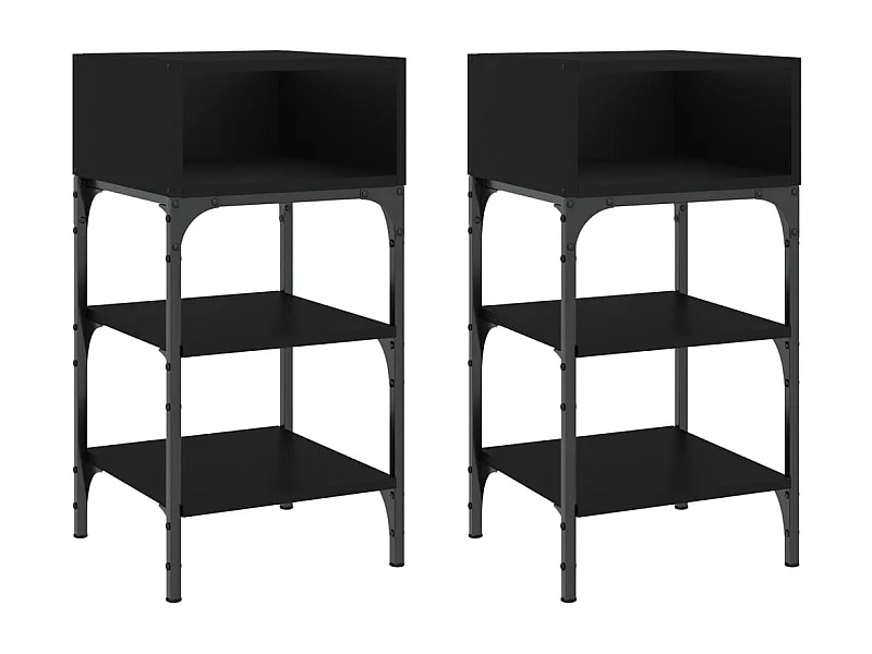 Walo  Tables de chevet 2 pcs noir 35x34,5x70 cm bois d'ingénierie
