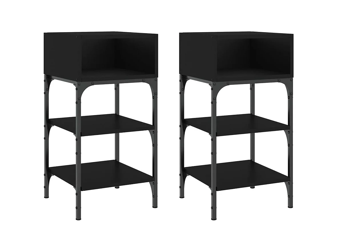 Walo  Tables de chevet 2 pcs noir 35x34,5x70 cm bois d'ingénierie