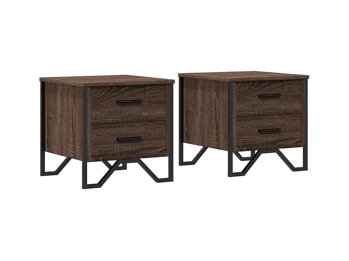 Hanne  Tables de chevet 2pcs chêne marron 40x41x40cm bois d'ingénierie