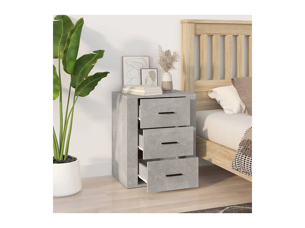 Claudio  Table de chevet Gris béton 50x36x60 cm Bois d'ingénierie