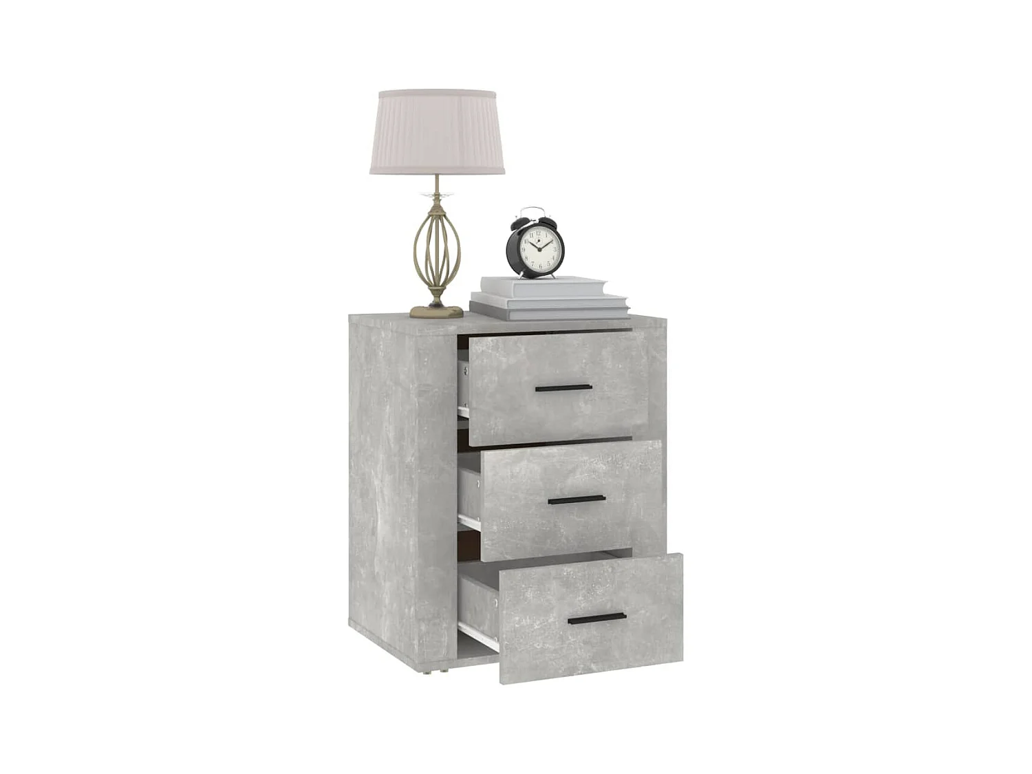 Claudio  Table de chevet Gris béton 50x36x60 cm Bois d'ingénierie