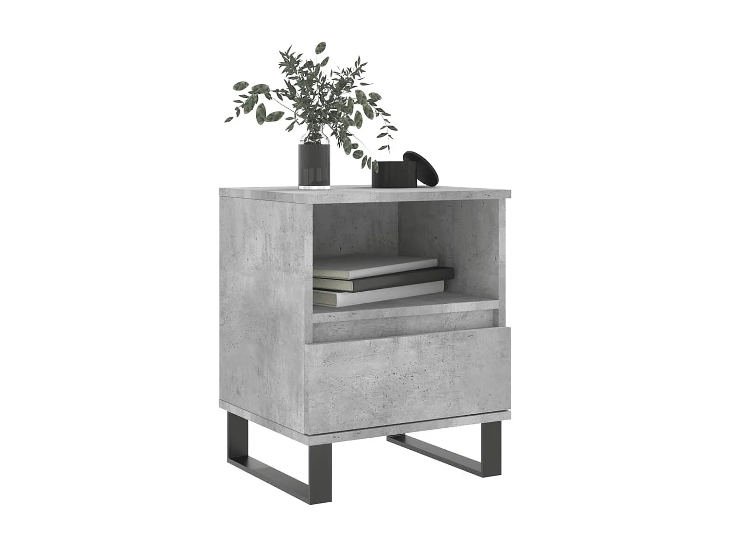 Pau  Table de chevet gris béton 40x35x50 cm bois d’ingénierie