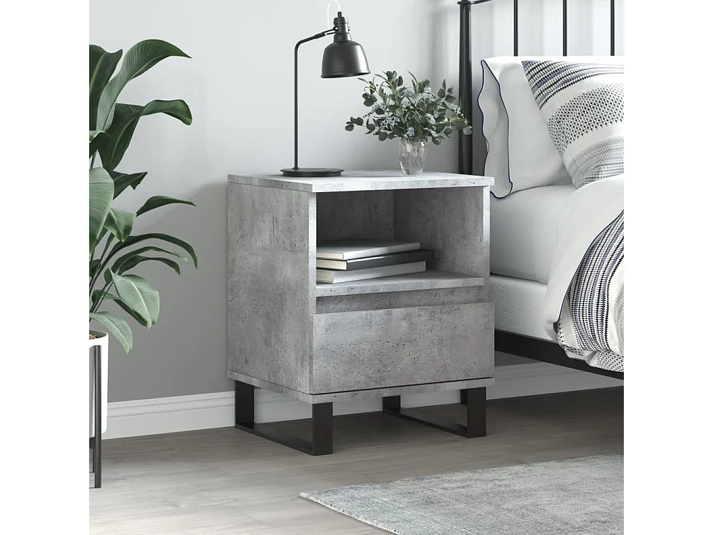 Pau  Table de chevet gris béton 40x35x50 cm bois d’ingénierie