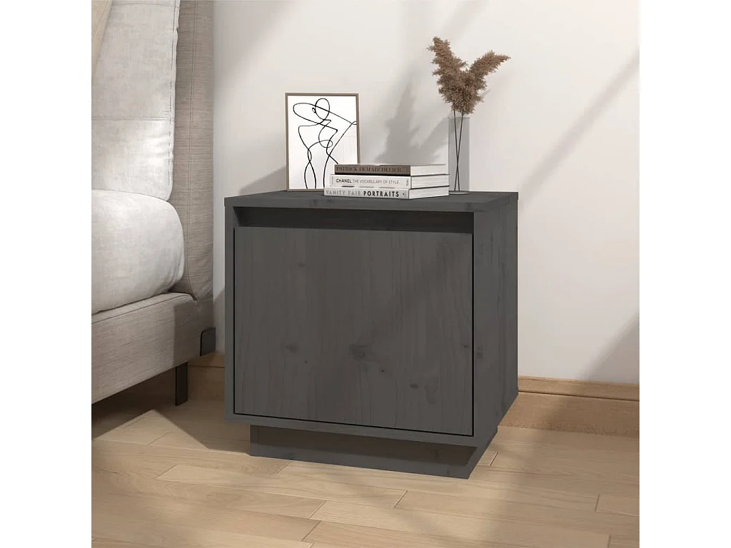 Henk  Table de chevet Gris 40x30x40 cm Bois de pin solide
