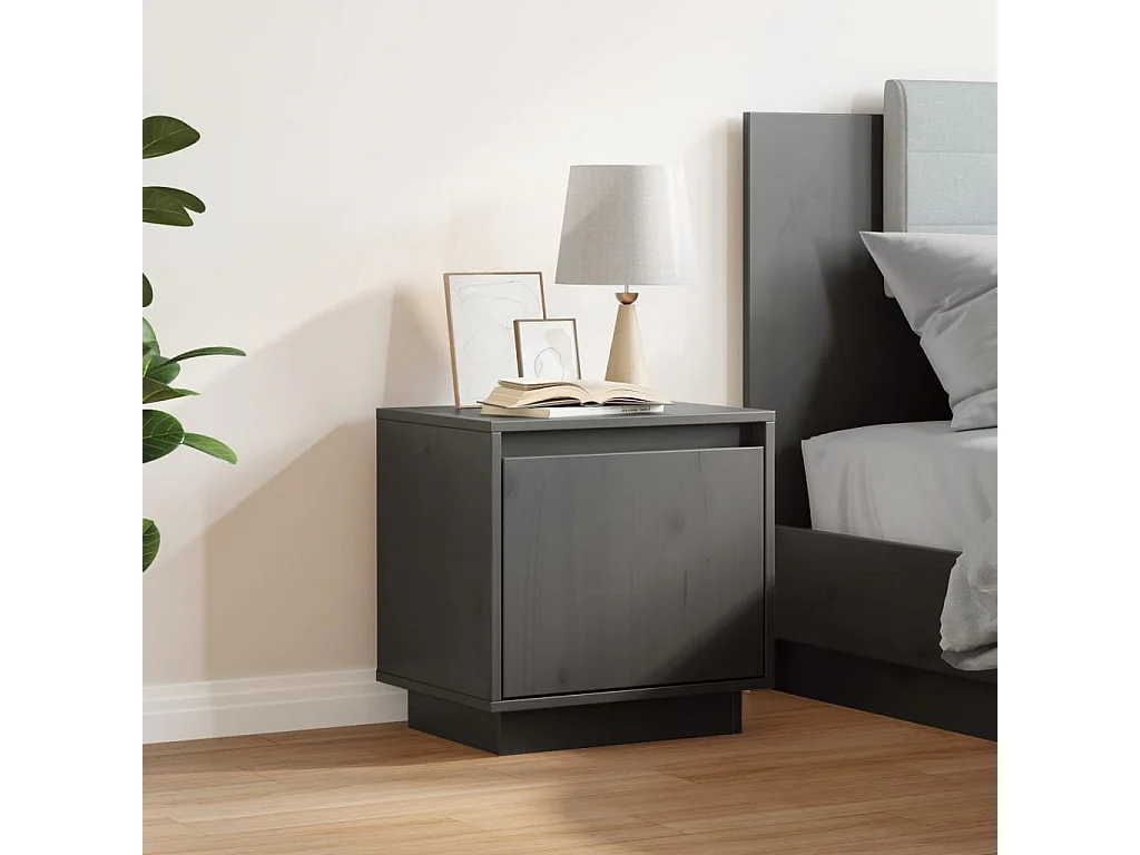 Henk  Table de chevet Gris 40x30x40 cm Bois de pin solide