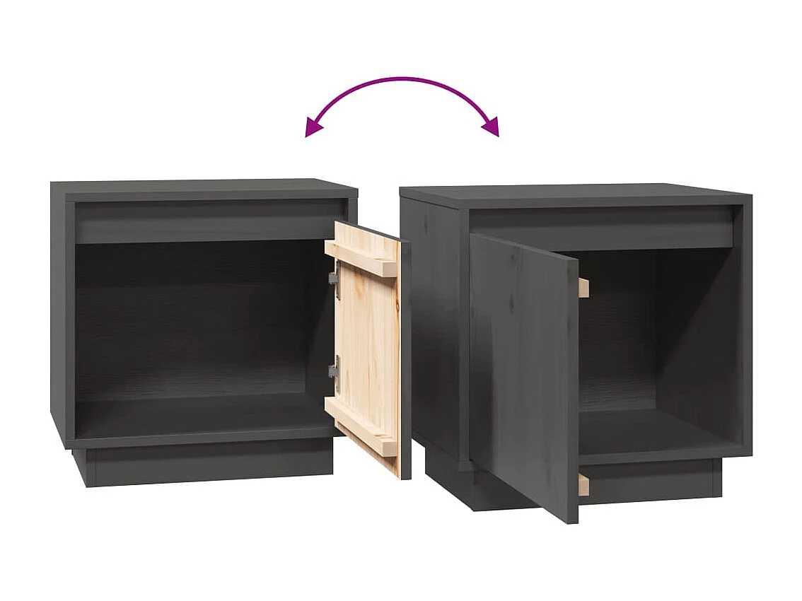 Henk  Table de chevet Gris 40x30x40 cm Bois de pin solide