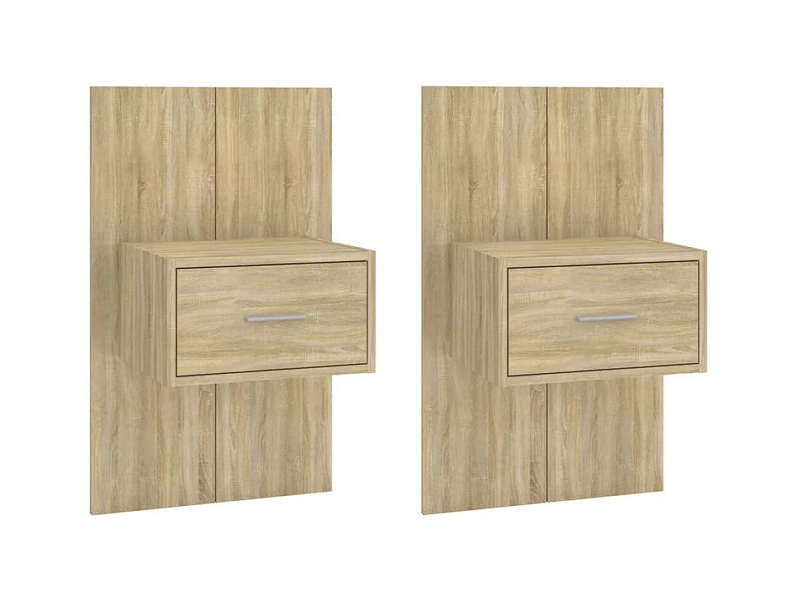 Saffira  Tables de chevet murales 2 pcs Chêne sonoma