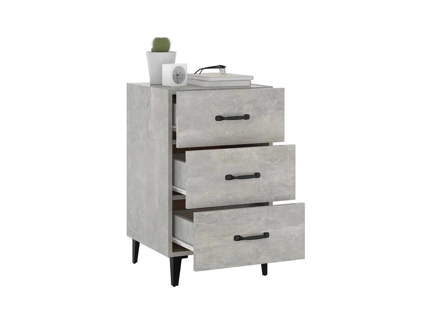 Åsgeir  Table de chevet gris béton 40x40x66 cm bois d'ingénierie