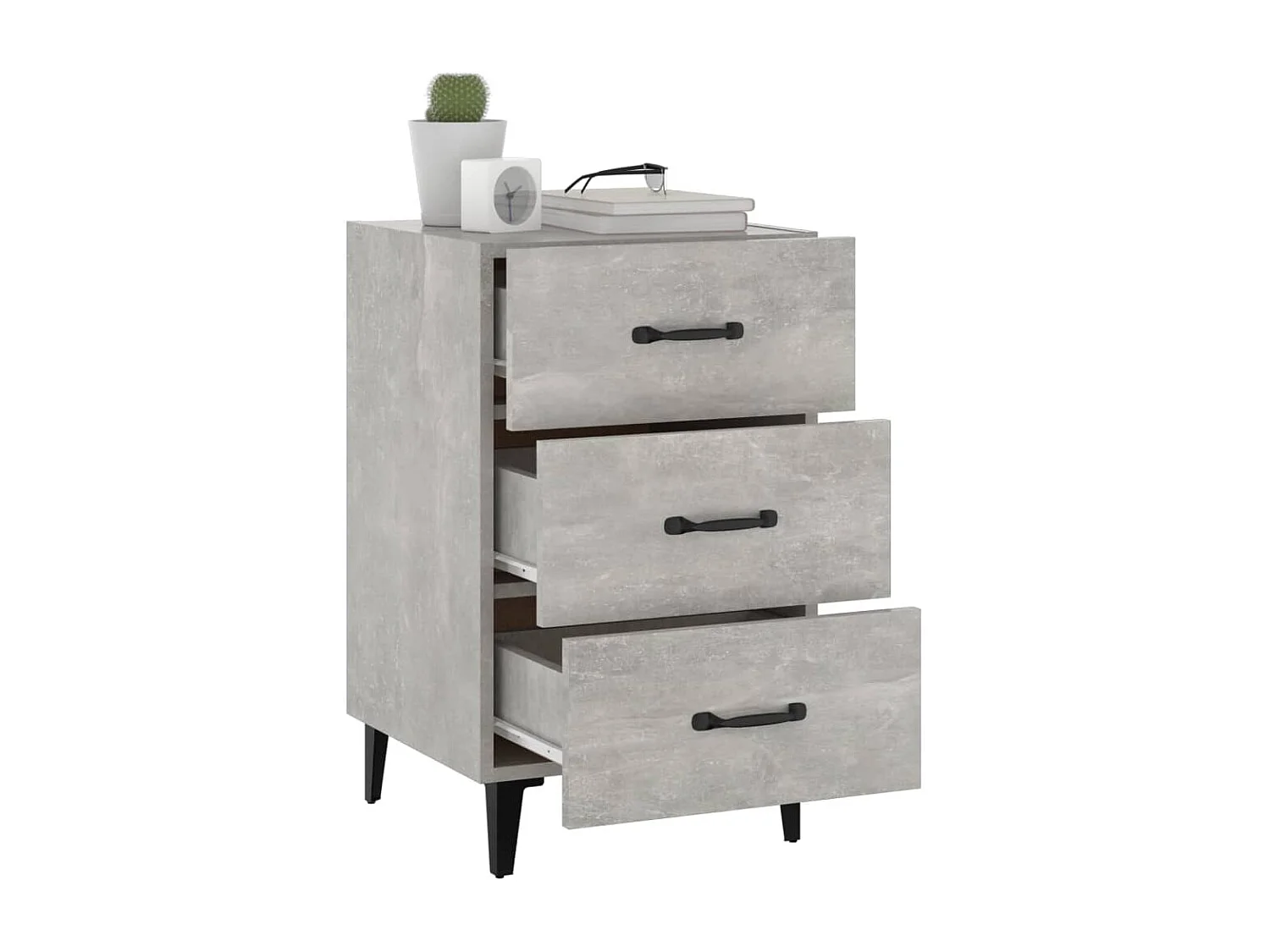 Åsgeir  Table de chevet gris béton 40x40x66 cm bois d'ingénierie