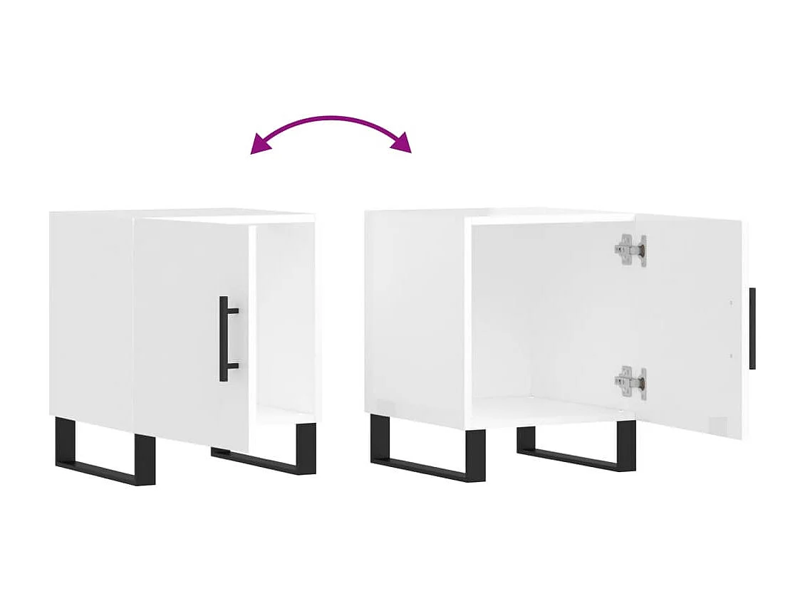 Kuopio  Table de chevet blanc brillant 40x40x50 cm bois d’ingénierie