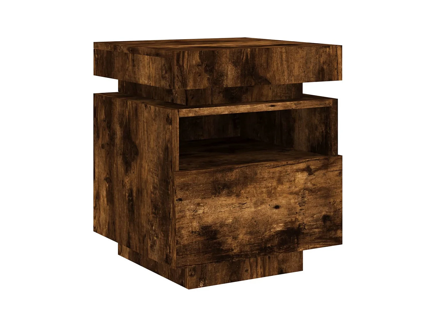 Josane  Armoire de chevet avec lumières LED chêne fumé 40x39x48,5 cm