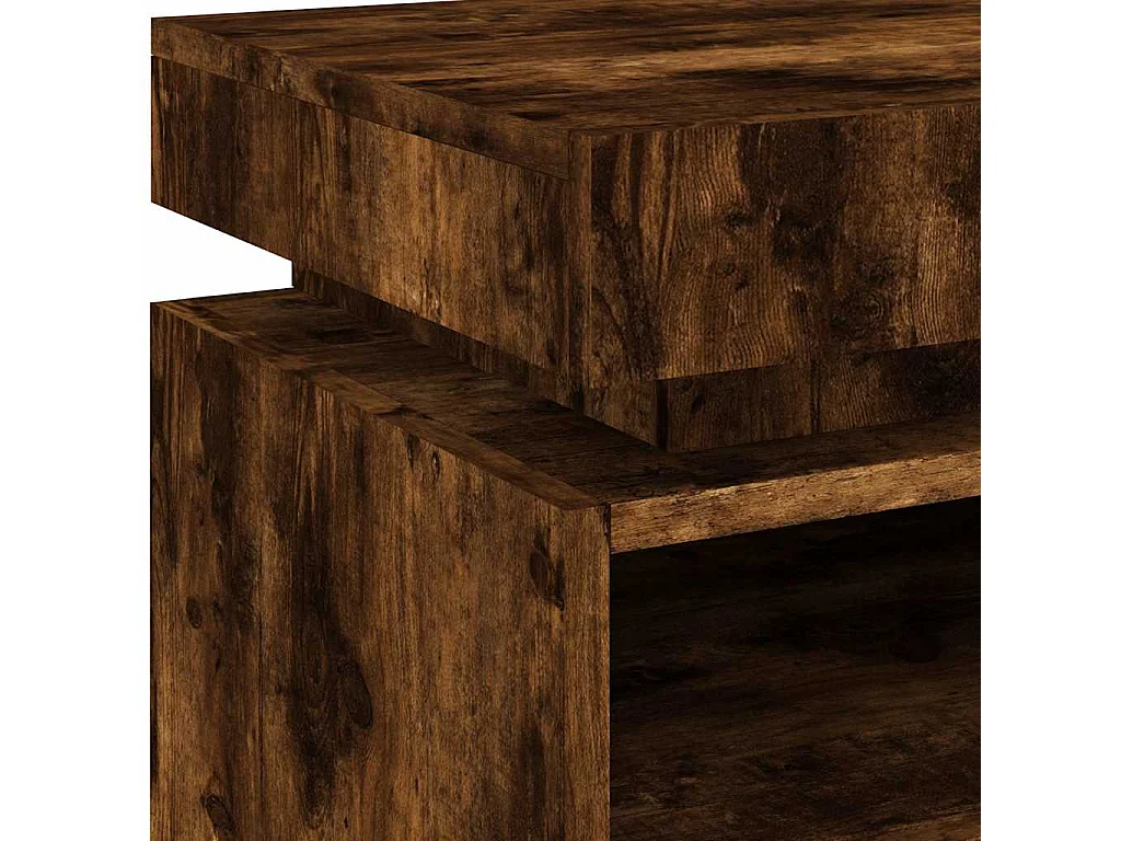 Josane  Armoire de chevet avec lumières LED chêne fumé 40x39x48,5 cm