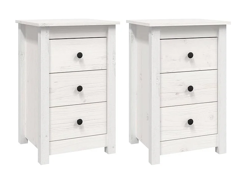 Cynor  Tables de chevet 2 pcs Blanc 40x35x61,5 cm Bois de pin massif