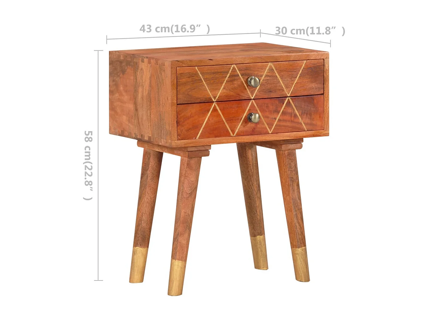 Garden Furniture -  Nachtkastje 43x30x58 cm massief mangohout