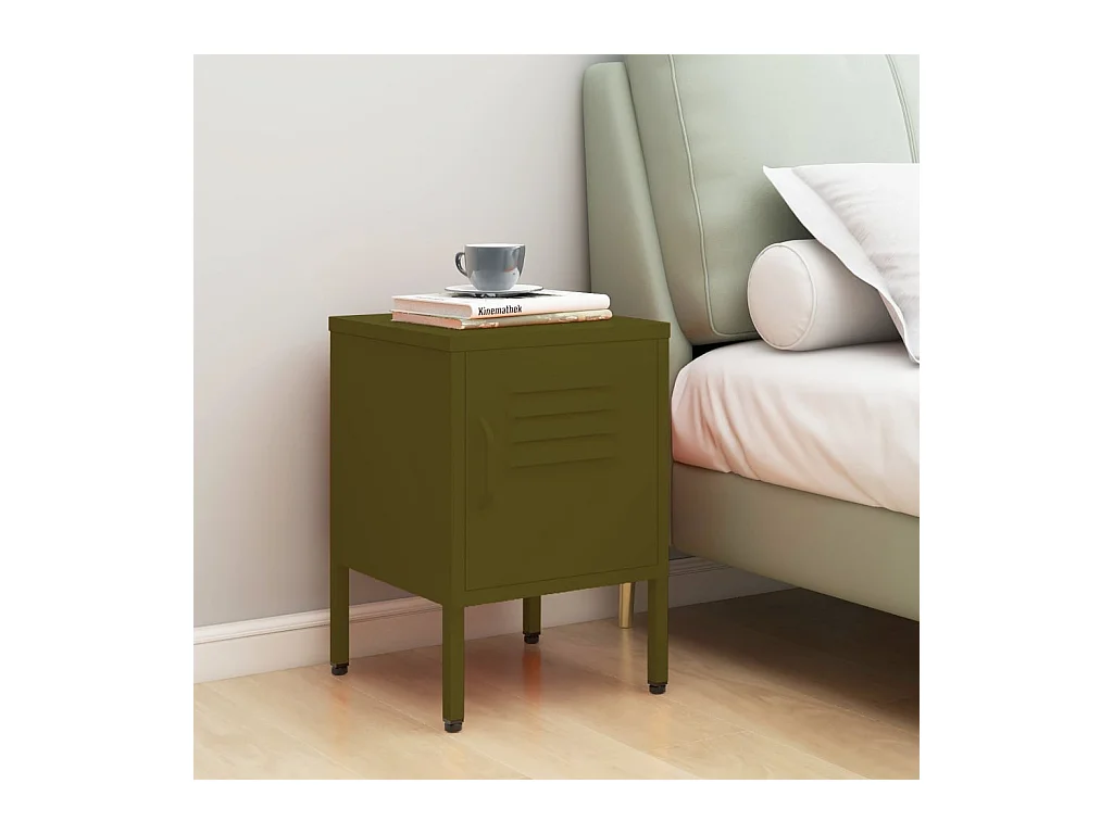 Lakeland  Table de chevet Vert olive 35x35x51 cm Acier