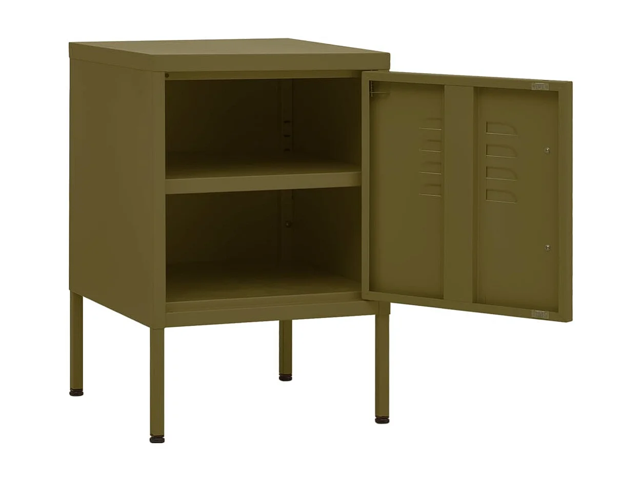 Lakeland  Table de chevet Vert olive 35x35x51 cm Acier