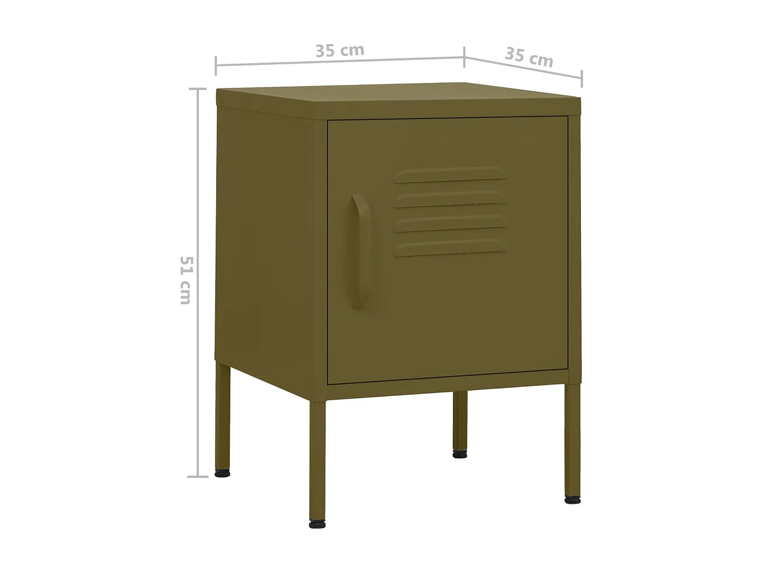 Lakeland  Table de chevet Vert olive 35x35x51 cm Acier