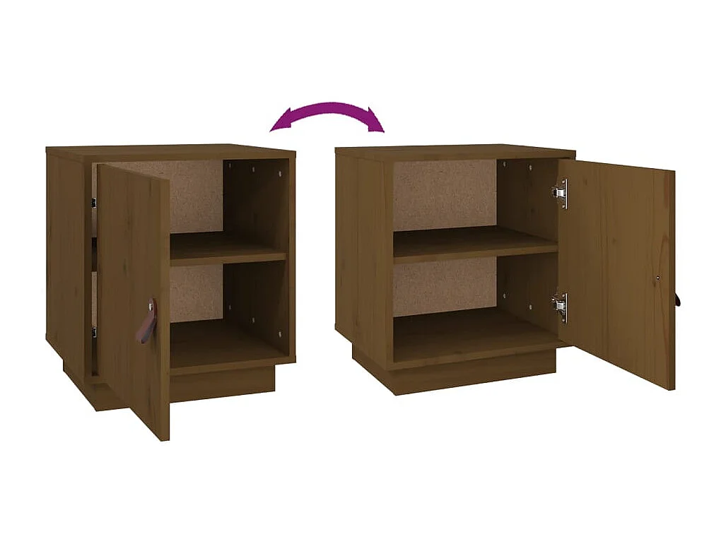 Clark Mills  Mesita de noche madera maciza de pino marrón miel 40x34x45 cm