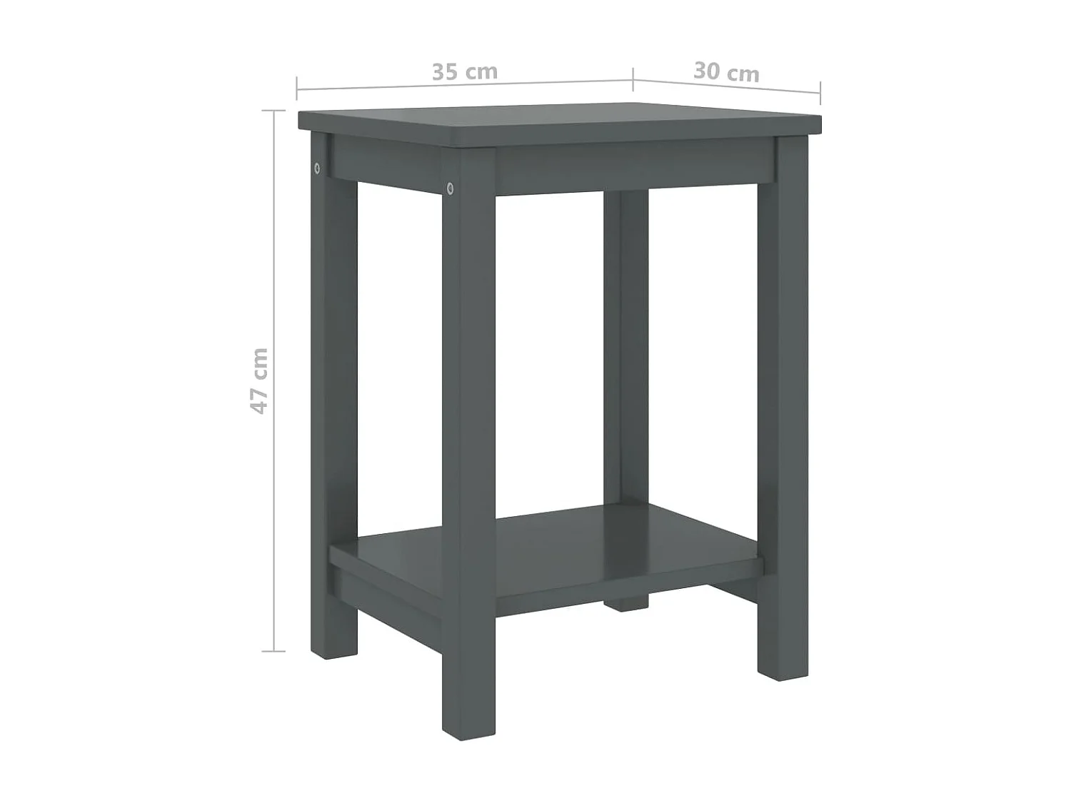 Yasemin  Table de chevet gris foncé 35x30x47 cm bois de pin massif