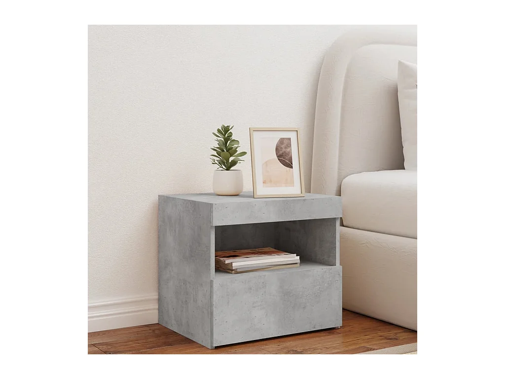 Bishop  Table de chevet avec lumières LED gris béton 50x40x45 cm