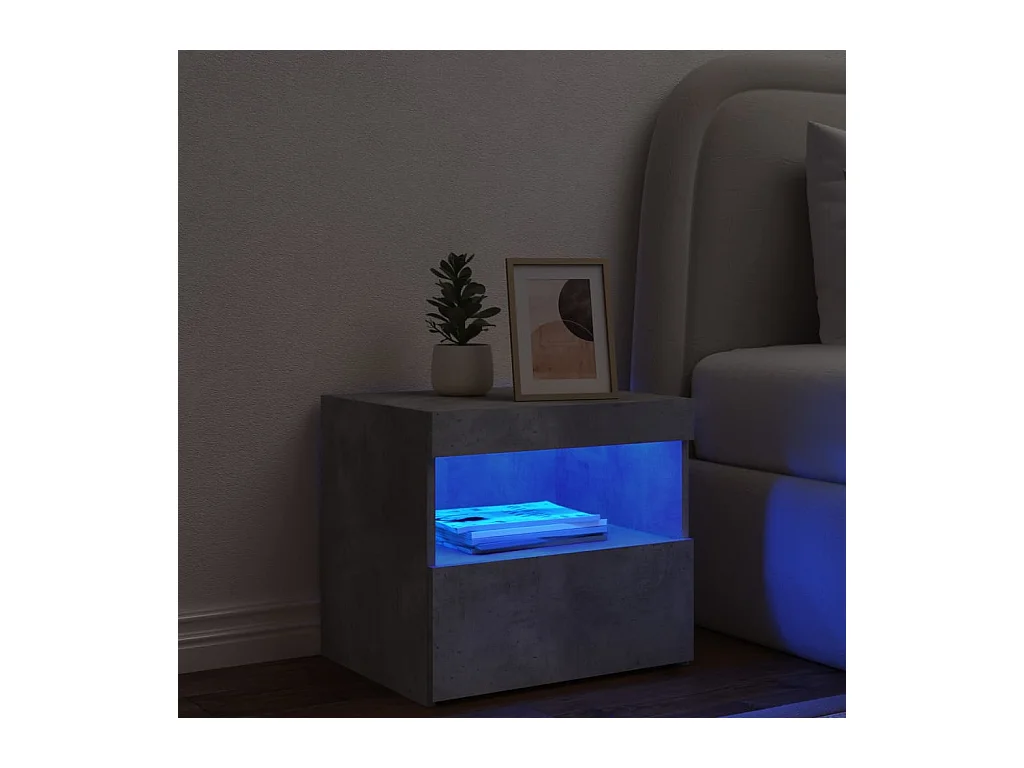 Bishop  Table de chevet avec lumières LED gris béton 50x40x45 cm