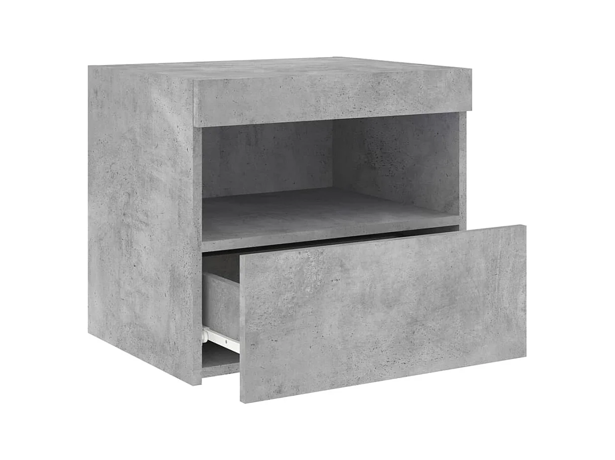 Bishop  Table de chevet avec lumières LED gris béton 50x40x45 cm