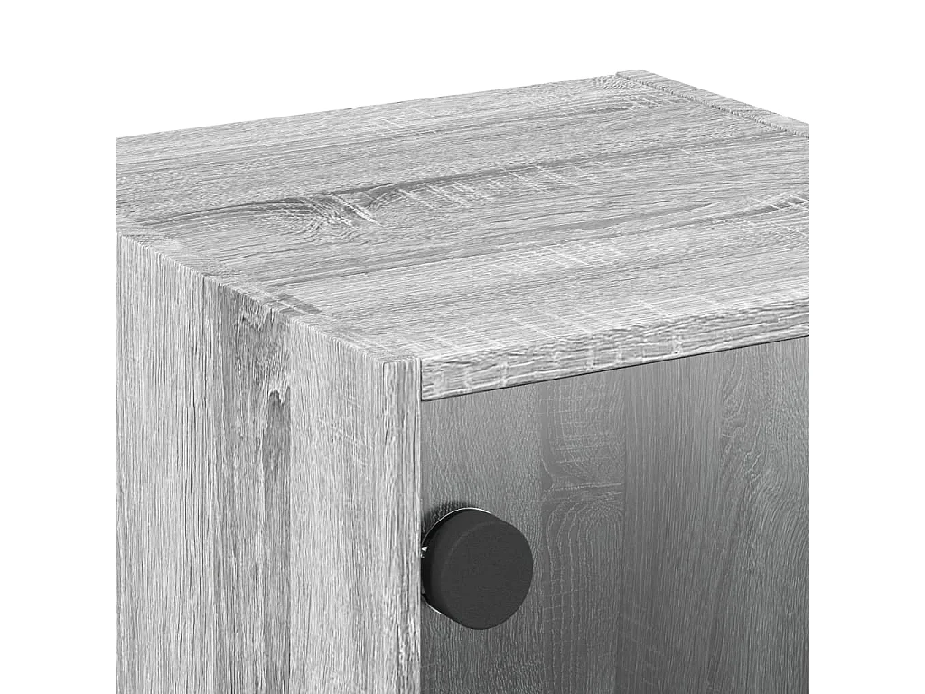 Nihat  Table de chevet avec porte en verre sonoma gris 35x37x35 cm