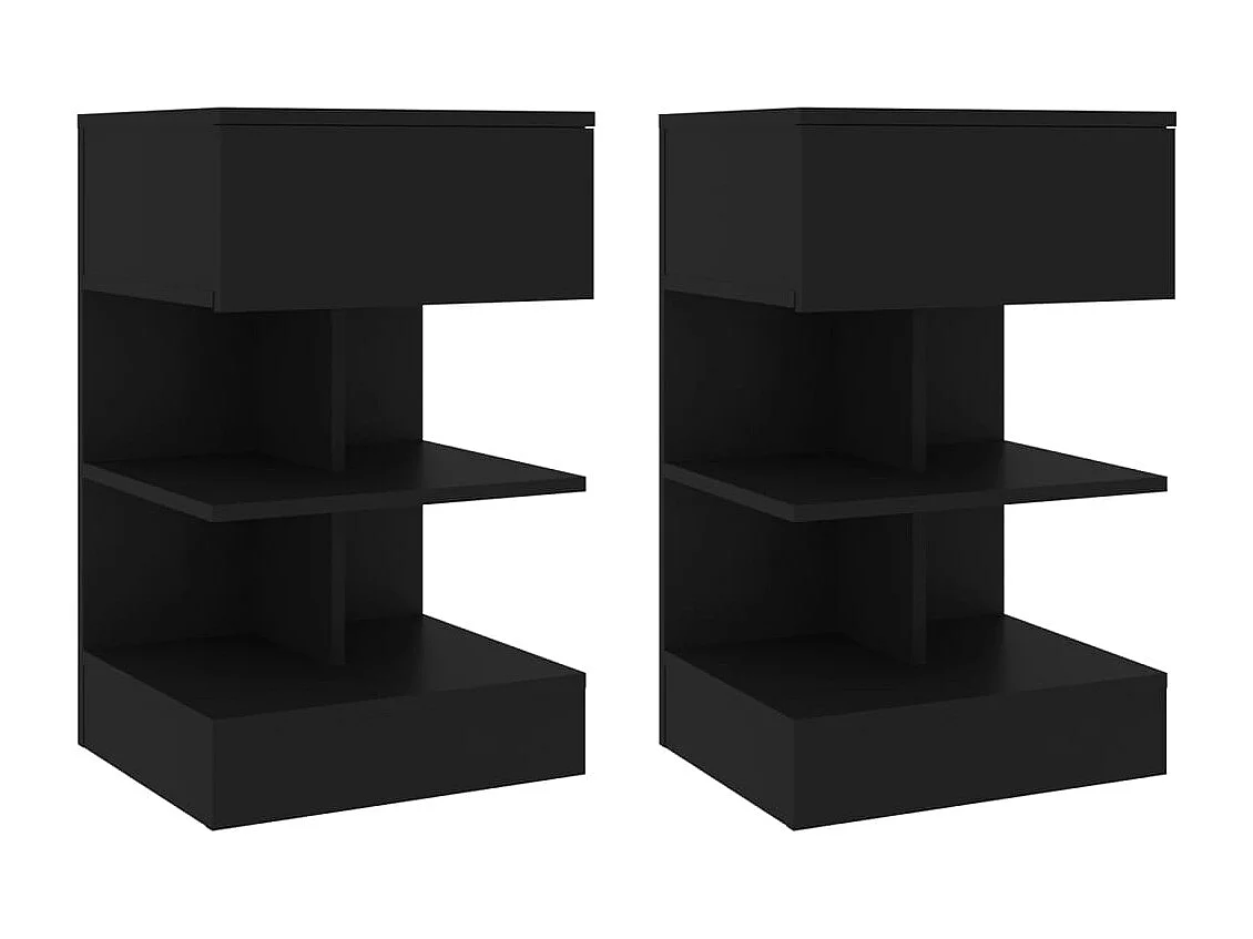 Beverly Hills  Tables de chevet 2 pcs Noir 40x35x65 cm