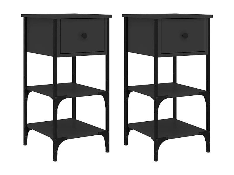 Jersey Shore  Nachtkastjes 2 st 34x36x70 cm bewerkt hout zwart