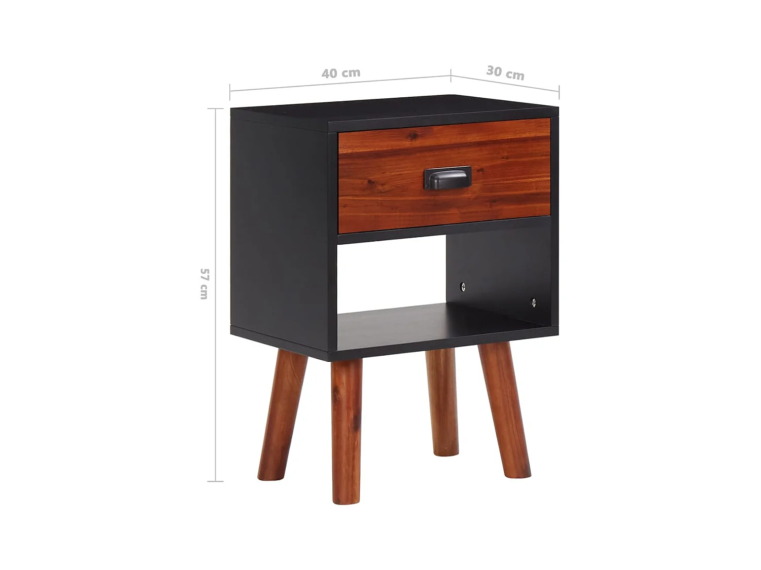 Pierre-Frédéric-Jean  Bois d'acacia massif Tables de chevet 2 pcs 40x30x57 cm