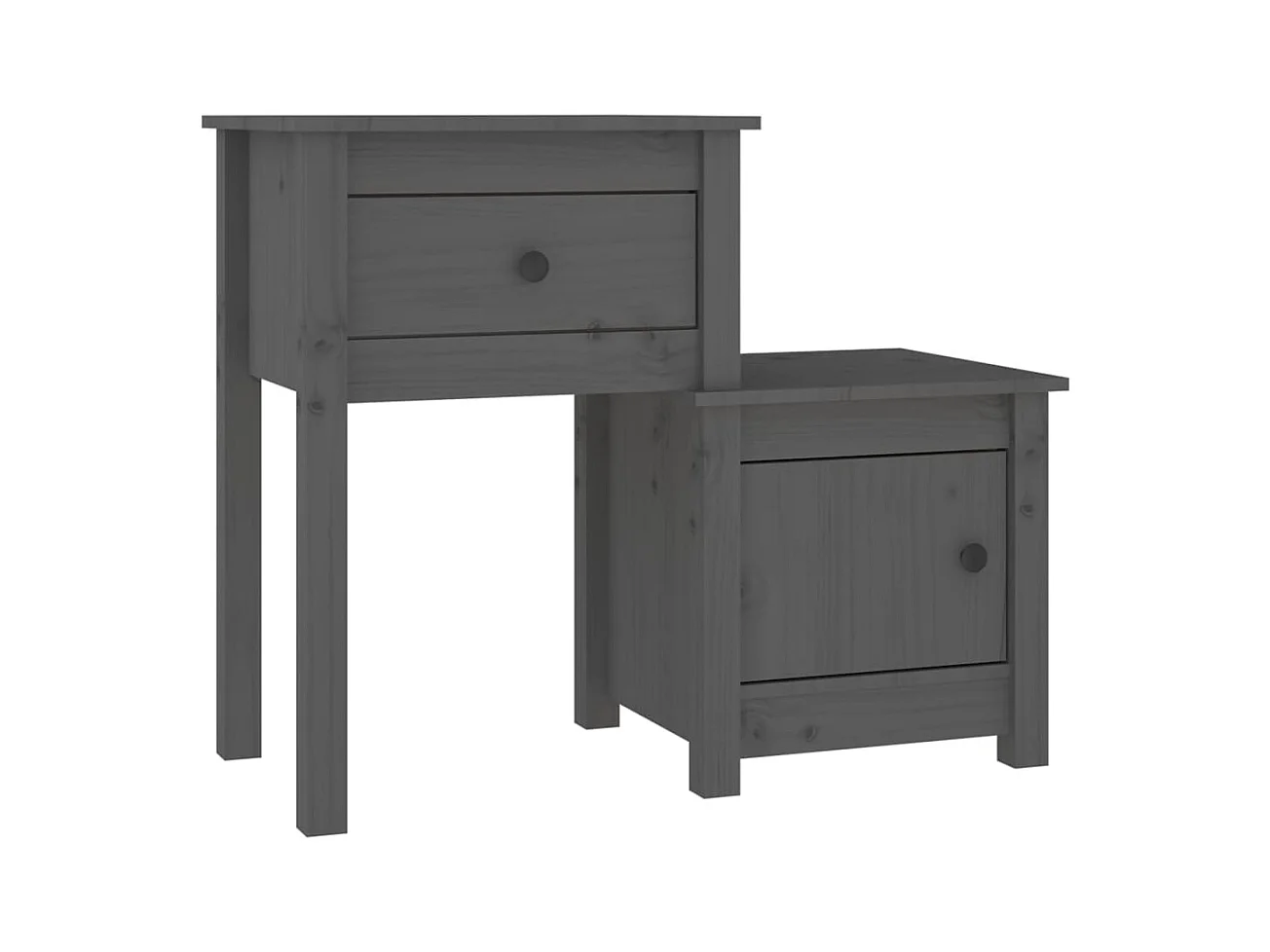 Bailey  Tables de chevet 2 pcs Gris 79,5x38x65,5 cm Bois de pin massif