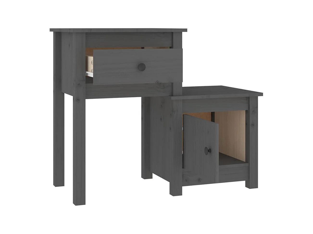 Bailey  Tables de chevet 2 pcs Gris 79,5x38x65,5 cm Bois de pin massif