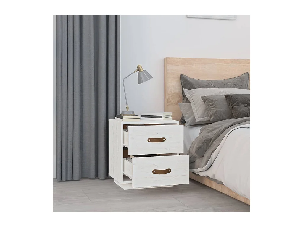 Jean-Marc   Table de chevet Blanc 40x34x45 cm Bois de pin massif