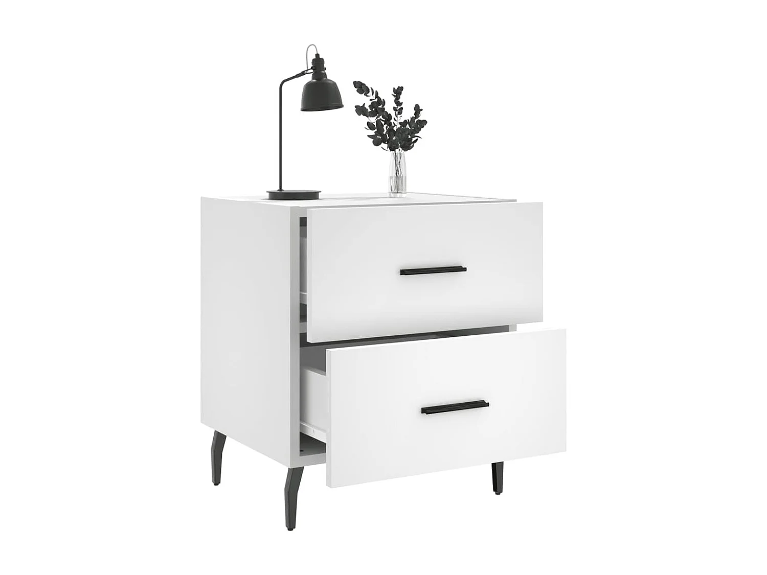 Brad John  Table de chevet blanc 40x35x47,5 cm bois d’ingénierie