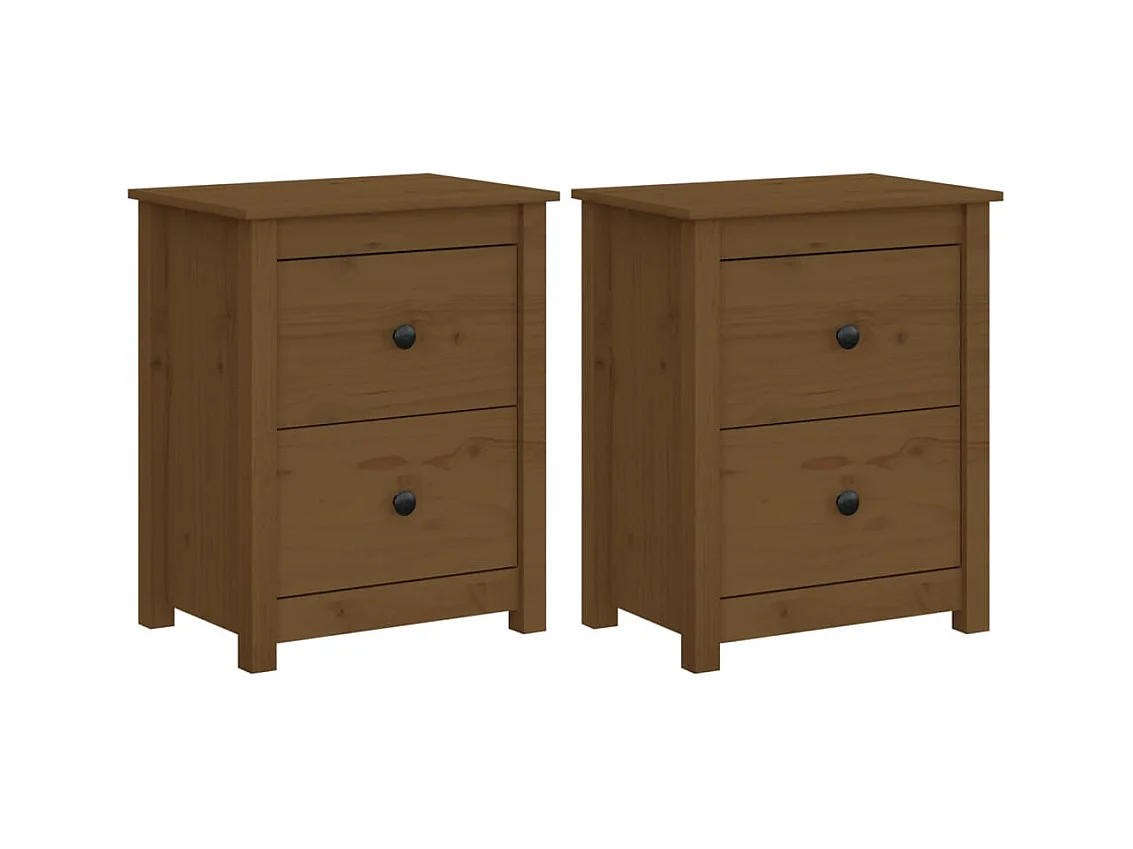Älvängen  Tables de chevet 2pcs Marron miel 50x35x61,5 cm Bois pin massif