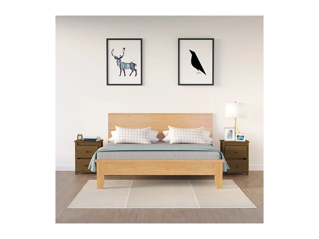 Älvängen  Tables de chevet 2pcs Marron miel 50x35x61,5 cm Bois pin massif